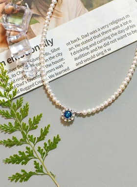 托帕石蓝色项链女款2026新款爆款气质锁骨链高级感颈链轻奢小众