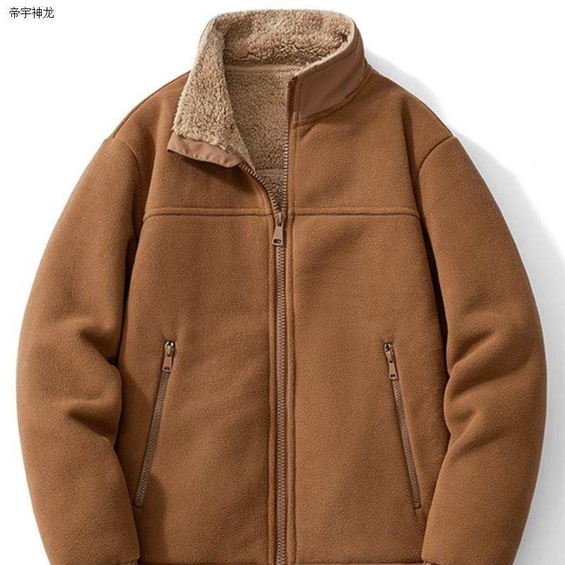 帝宇神龙羊羔绒户外外套男款秋冬季加绒加厚立领抓绒衣百搭开衫摇