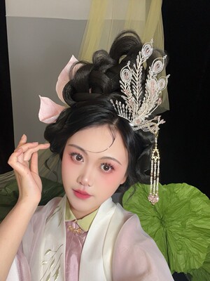 汉服头饰古风发饰王熙凤同款金丝凤五尾串珠侧凤左右通用