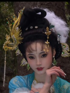 翠影汉服头饰重工款式凤凰发冠侧凤左右通用通用武则天同款