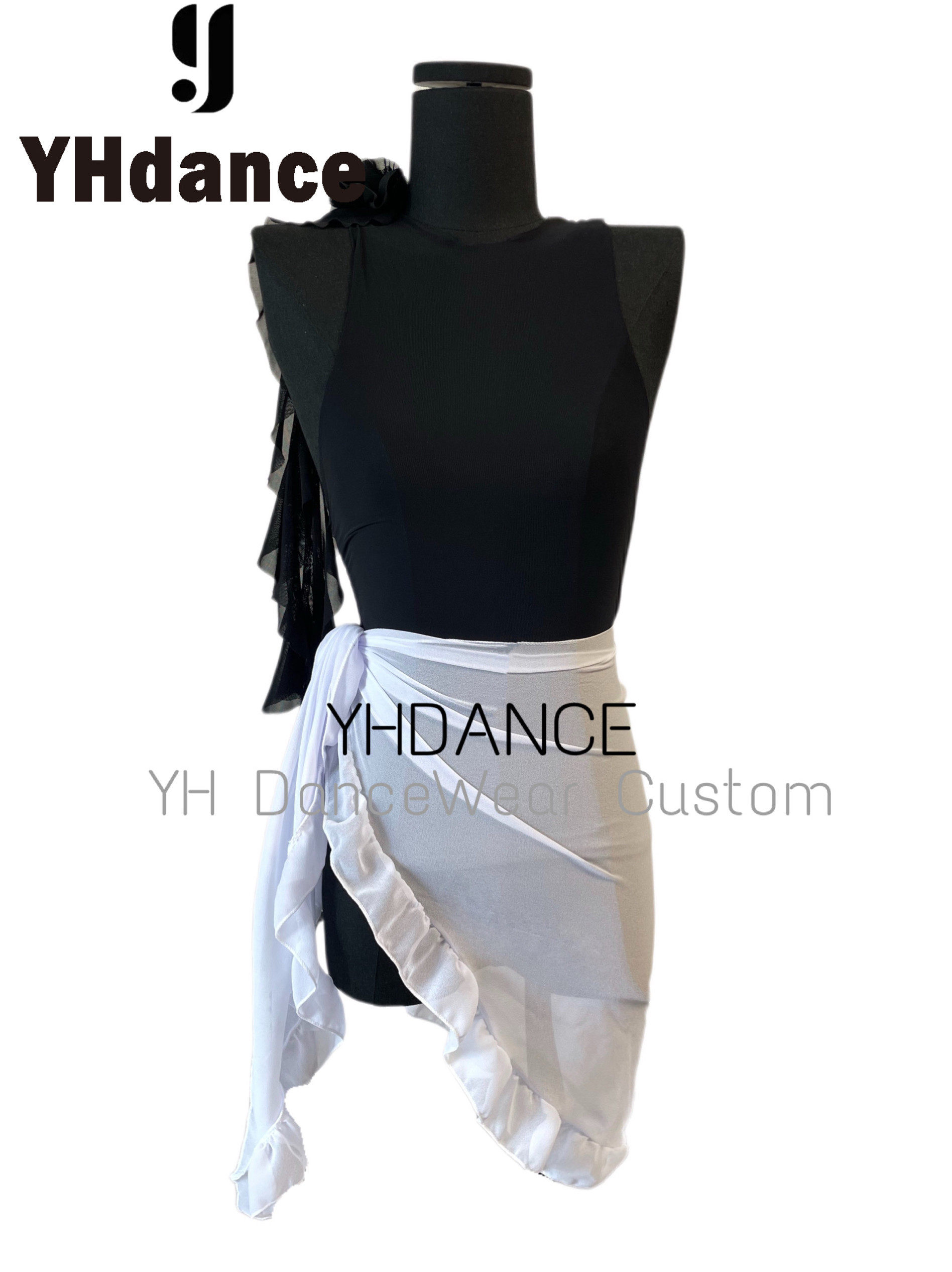 YHDANCE拉丁舞裙一片式围裹网纱臀巾练功蹈半身短裙舞蹈腰带C202