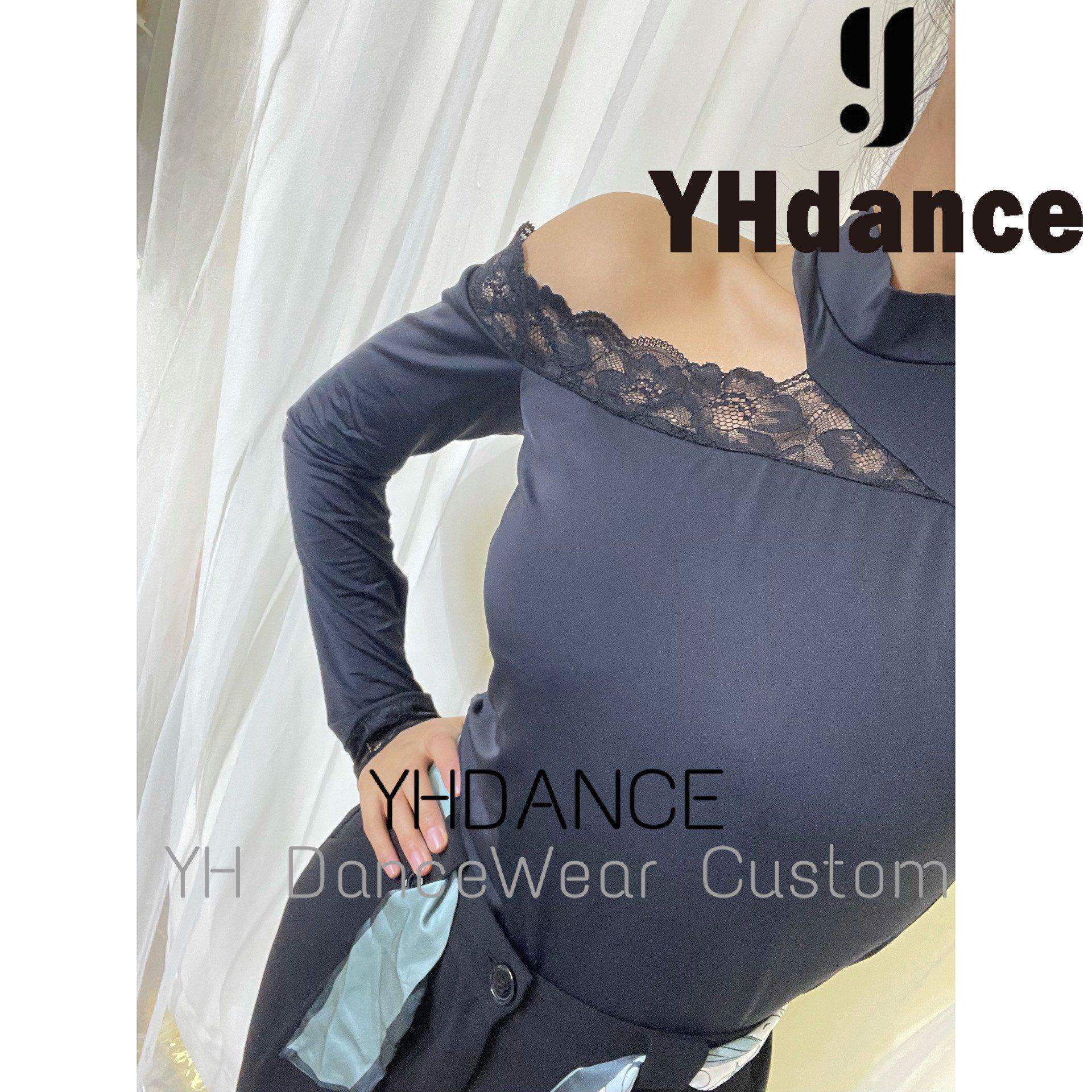 YHDANCE上衣镂空美背体操服高级版拉丁舞服女成人带内衣蕾丝露肩