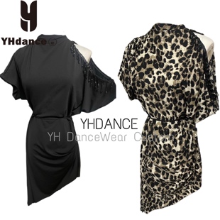 YHDANCE拉丁舞服短袖蝙蝠袖露肩连体裙遮肉练舞表演女教课c462
