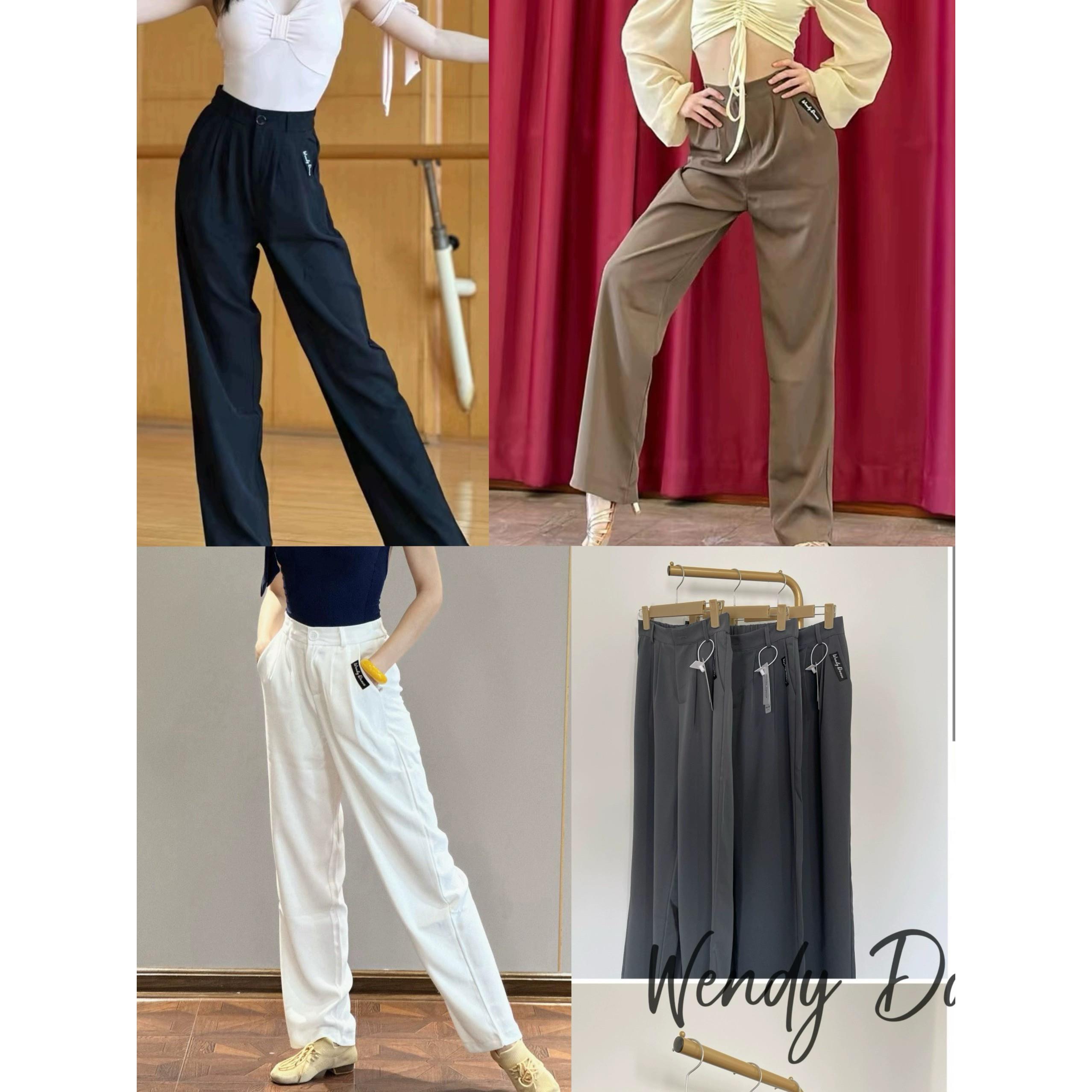 舞服多色西装拉丁裤子摩登舞女士直筒裤练功服教课跳舞白色棕色黑