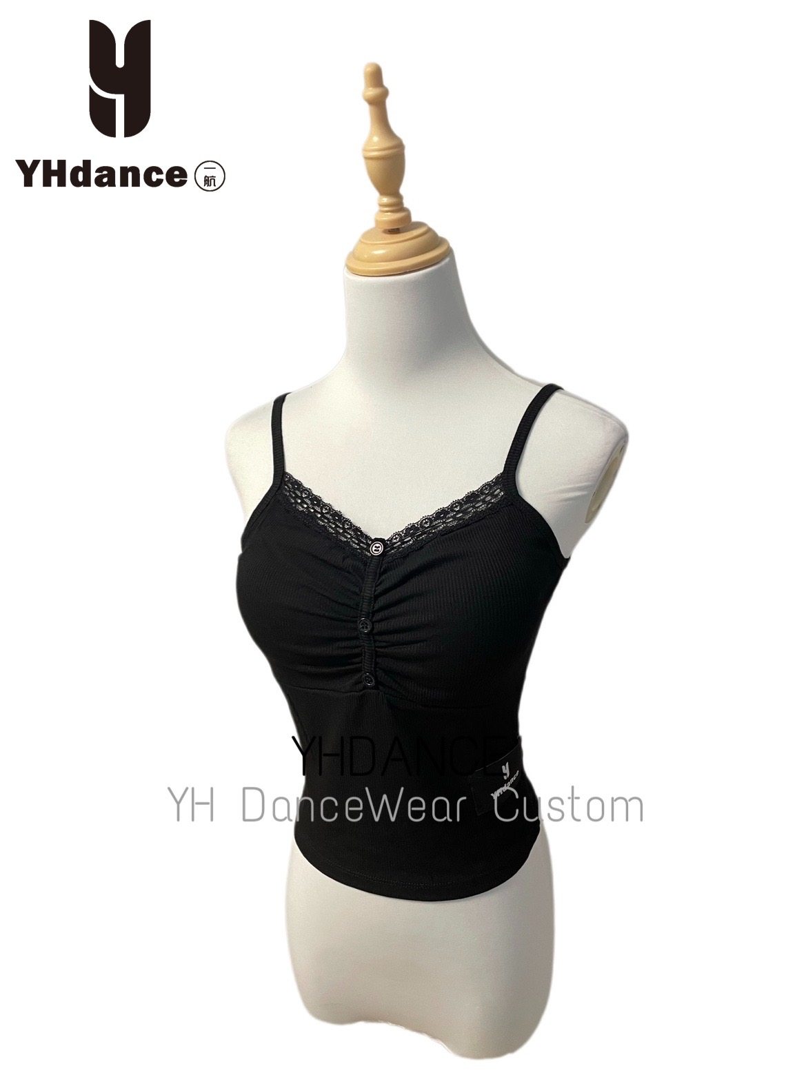 拉丁舞服摩登舞女成人紧身吊带蕾丝舞蹈练功服打底上衣弹力048
