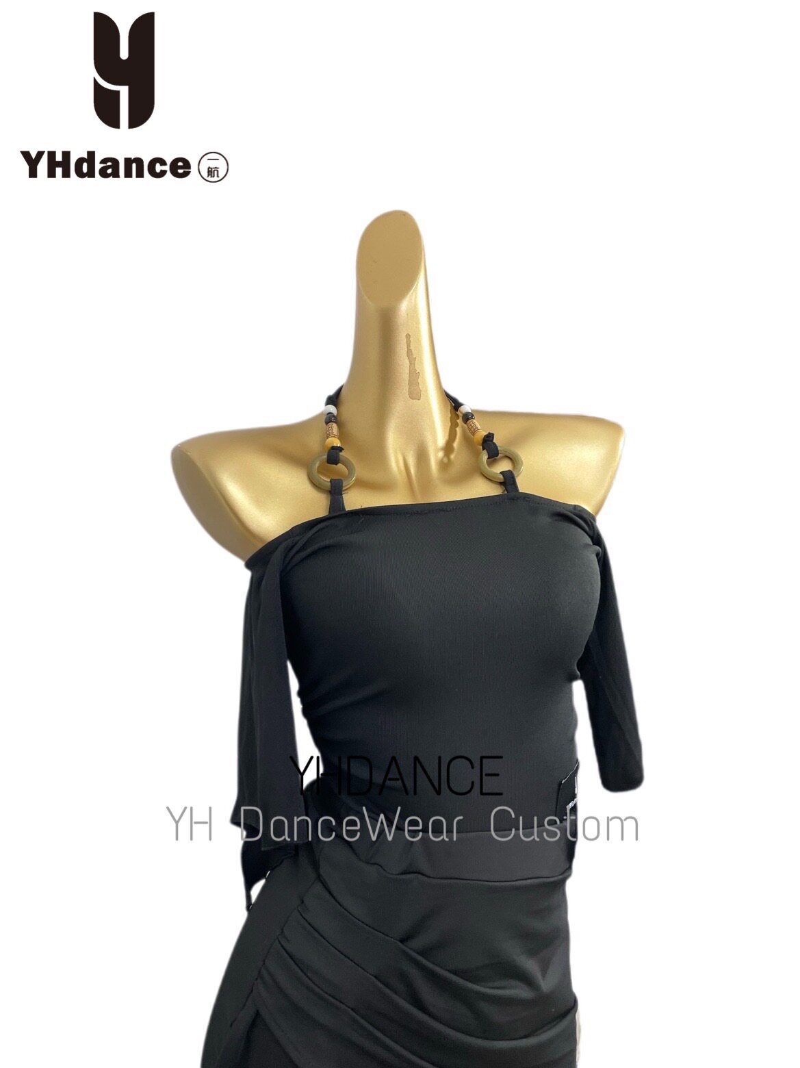 YHDANCE拉丁舞服女成人练功服上衣新款中袖露肩套装专业比赛服装