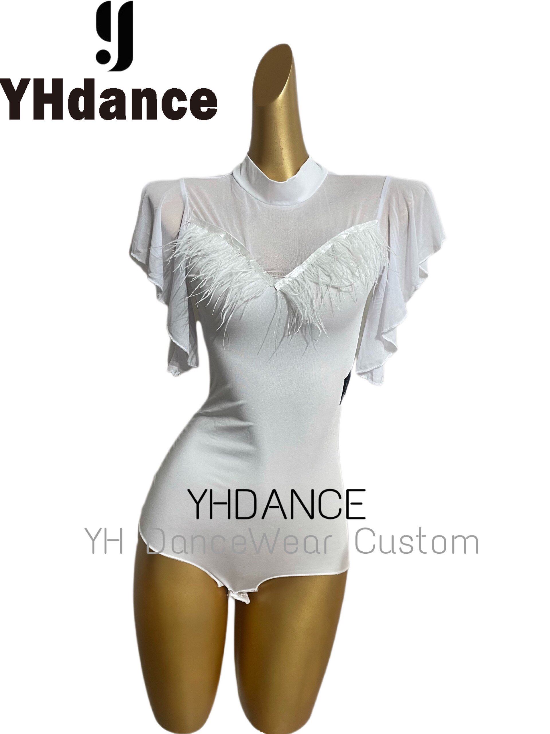 YHDANCE拉丁摩登舞服短袖荷叶边显瘦上衣练功服女士成人练功C89
