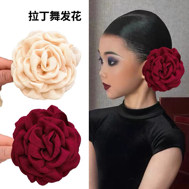摩登拉丁舞发夹女新款发饰花花头饰头花发卡头饰国标舞蹈表演发夹图片