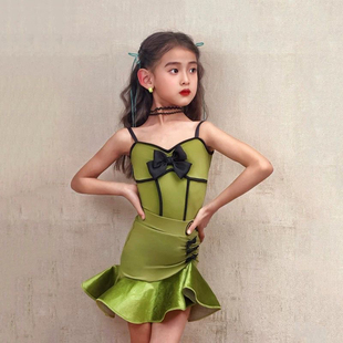 CONNY拉丁舞服女舞蹈練功服吊帶上衣半身裙子兒童演出表演服套裝