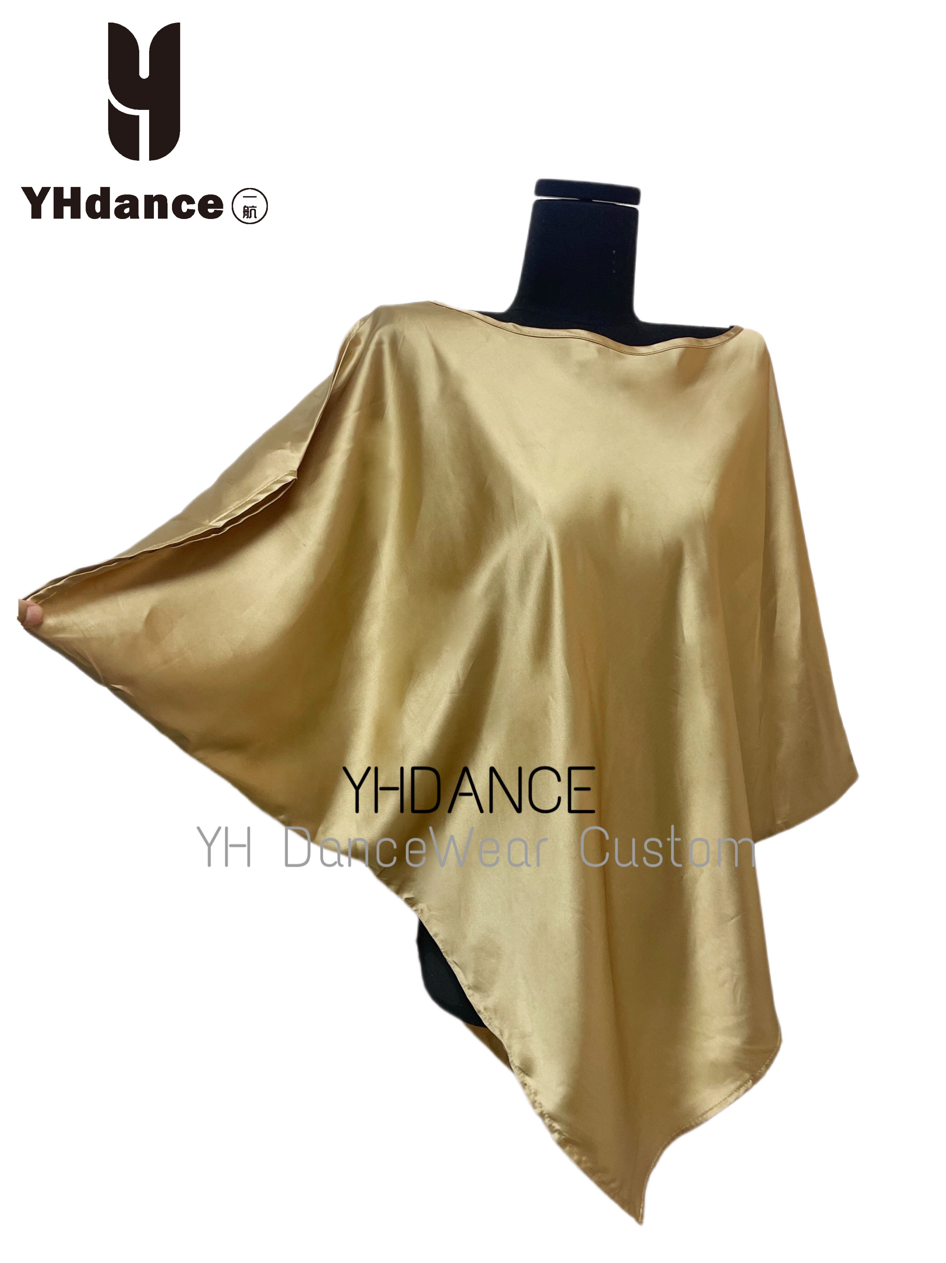 YHDANCE拉丁舞服摩登舞蝙蝠上衣裙子缎面短袖绸缎女教课显瘦c190