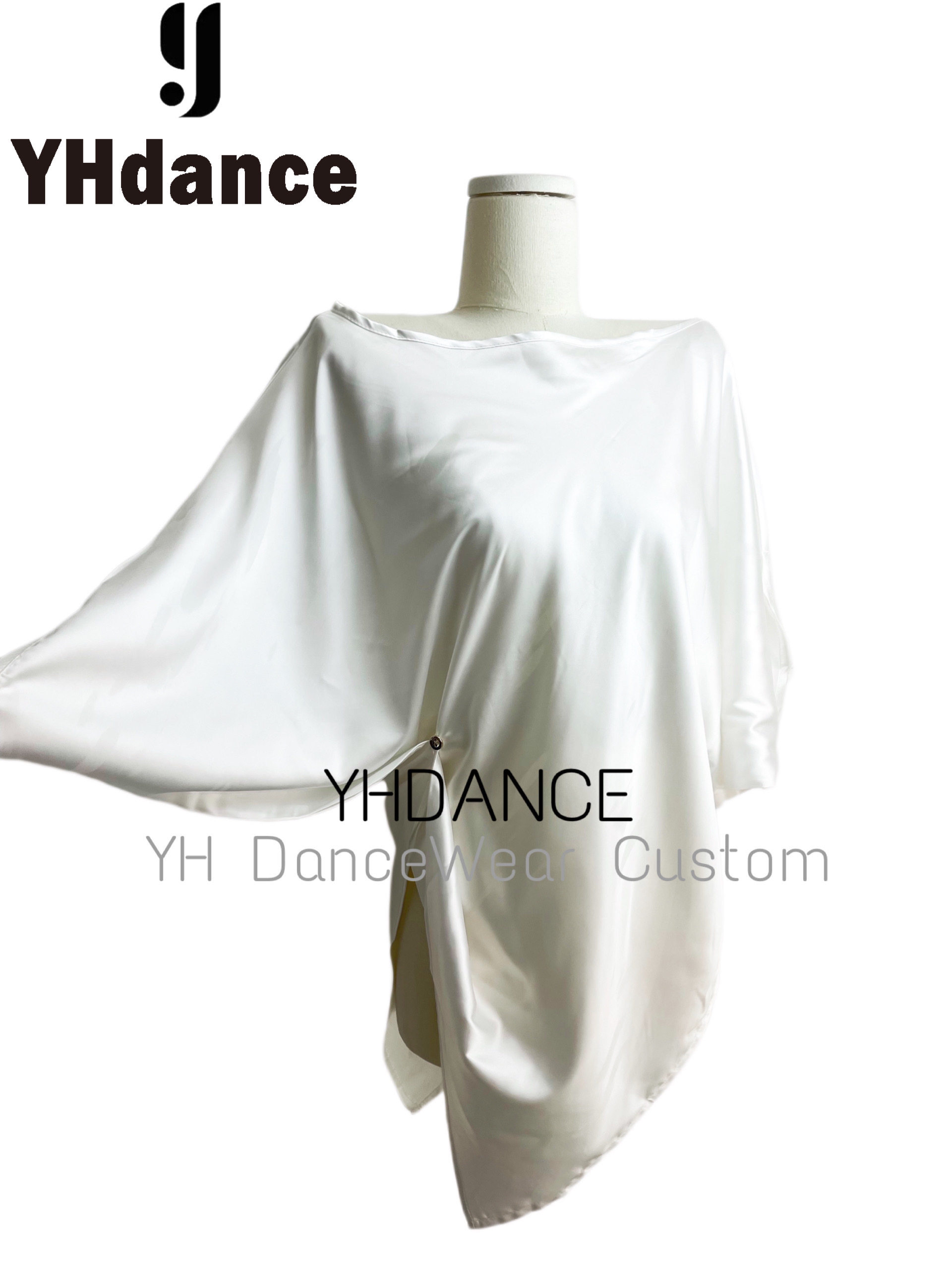 YHDANCE拉丁舞服摩登舞蝙蝠上衣裙子缎面短袖绸缎女教课显瘦c190