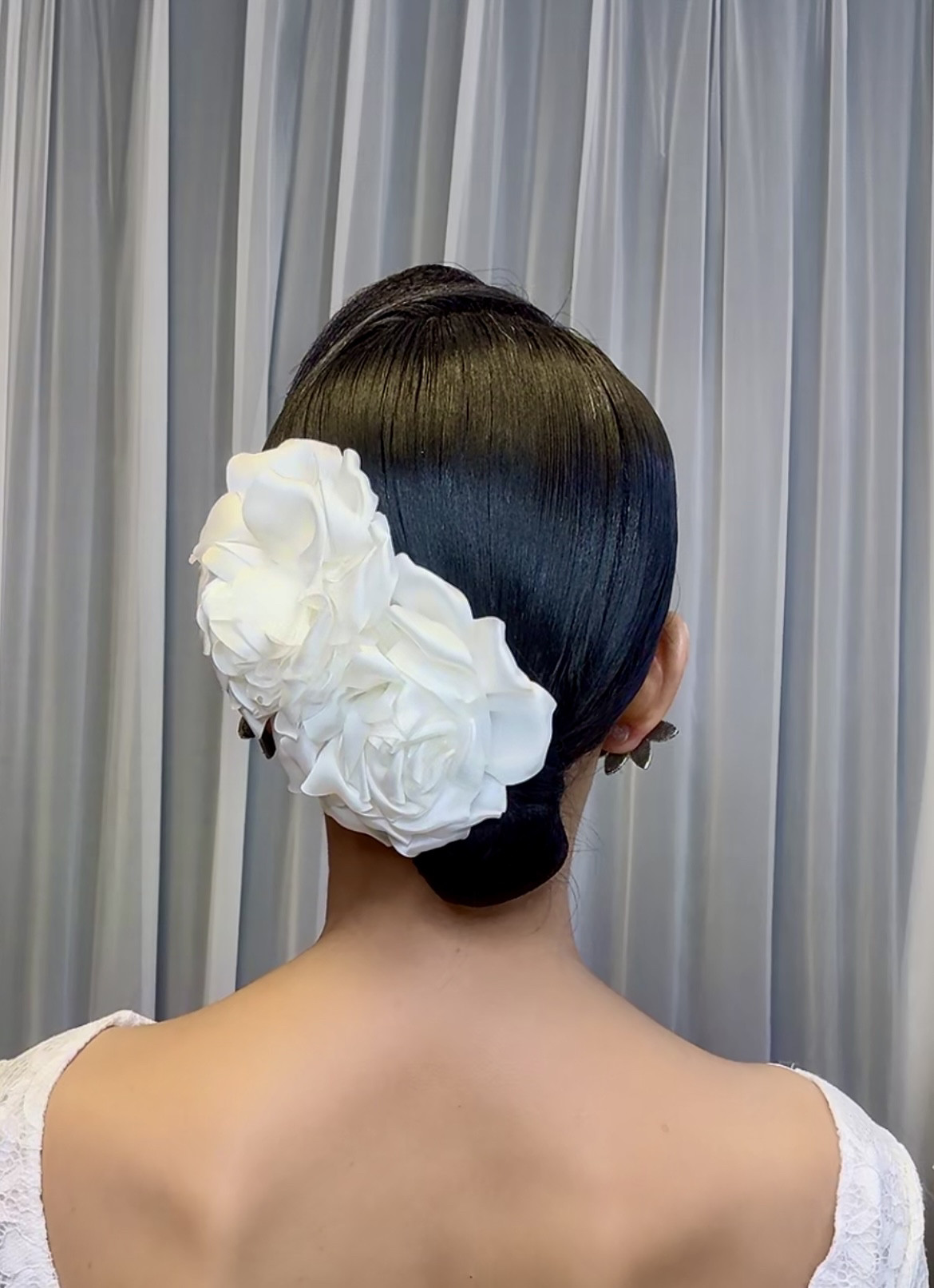 拉丁舞服女摩登舞蹈百搭训练表演比赛真丝缎专业手工定制配饰头花