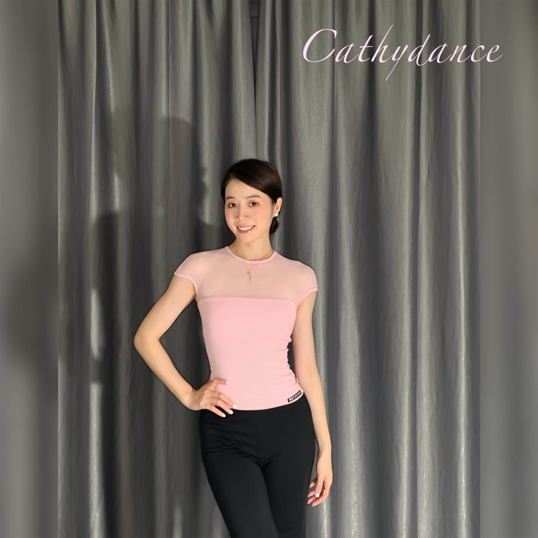舞服拉丁舞服新款练功服表演服教课黑白咖粉色网纱短袖短款上衣