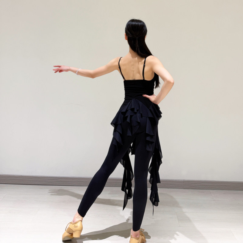 拉丁舞裤女成人莫代尔打底裤小脚裤练功裤显瘦显腿细教课练舞服