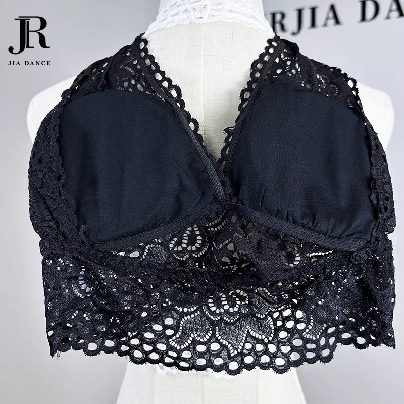 拉丁舞挂脖蕾丝美背舞服内搭吊带有胸垫上衣内衣女舞服艺考服百搭