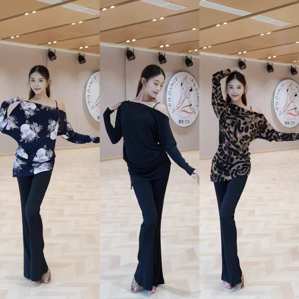DANCE新款宽松拉丁舞练功服国标舞服女大衫豹纹显瘦罩衫