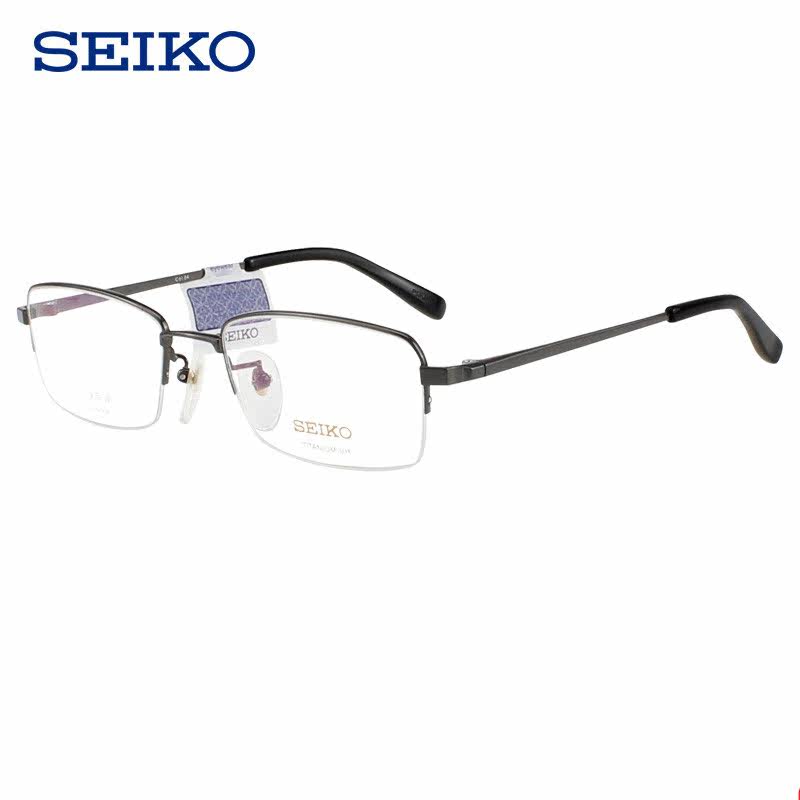 精工眼镜架半框纯钛近视镜框男款商务时尚方框配防蓝光镜片HT1077