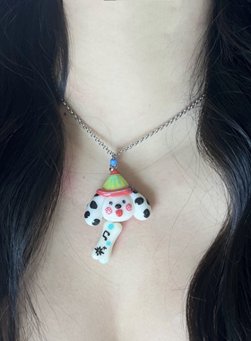 原创设计项链钛钢链女小狗项链