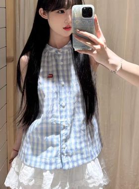 Flowery Bubble泡沫花市“控糖日记”2024新款挂脖格纹背心吊带