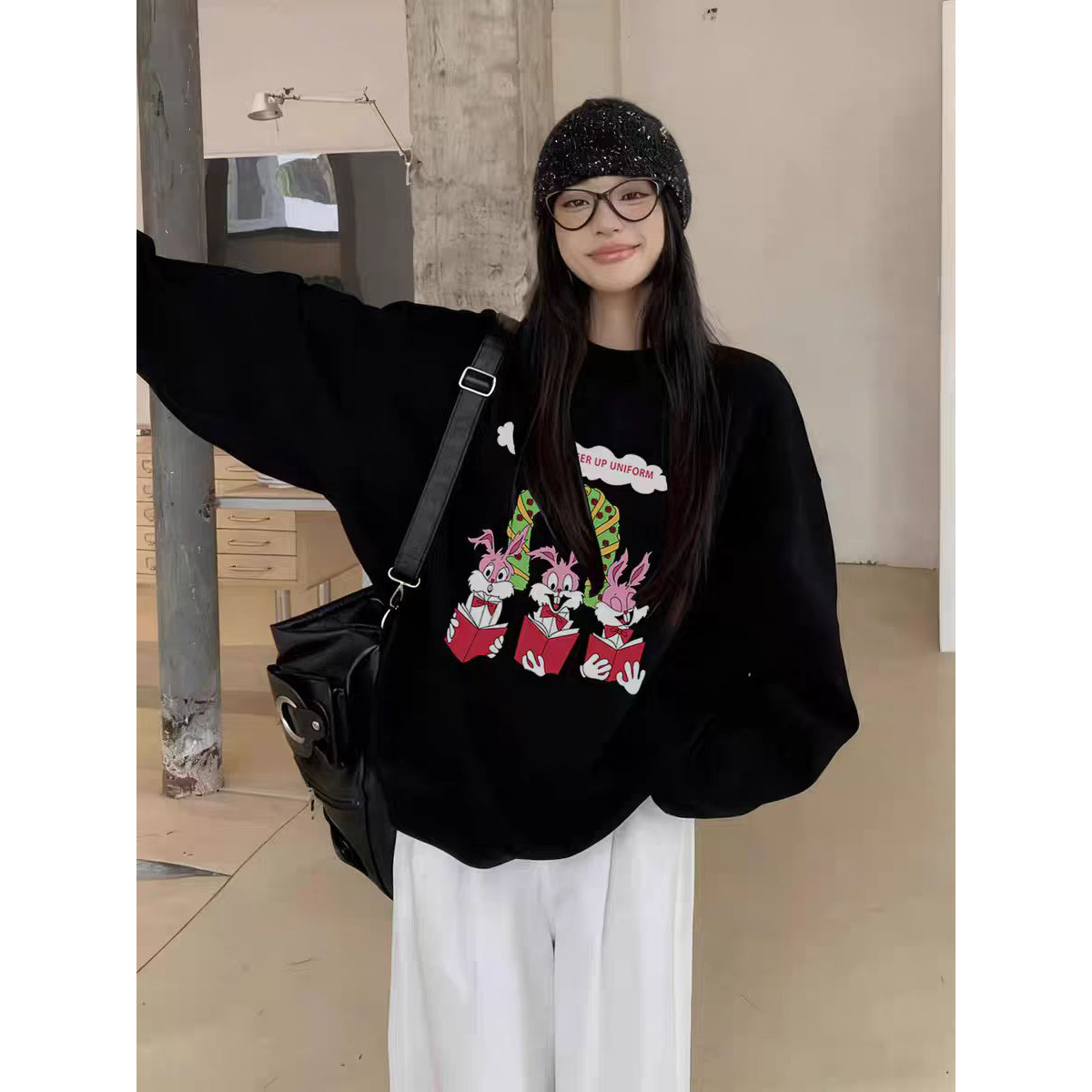 含棉 华棉复合 cvc罗纹 圆领印花卫衣女情侣 常规 加绒