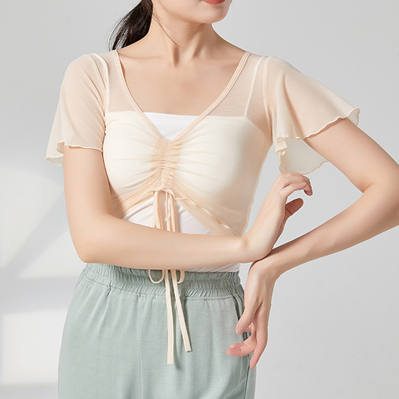 共妍舞蹈服短袖抽绳练功服