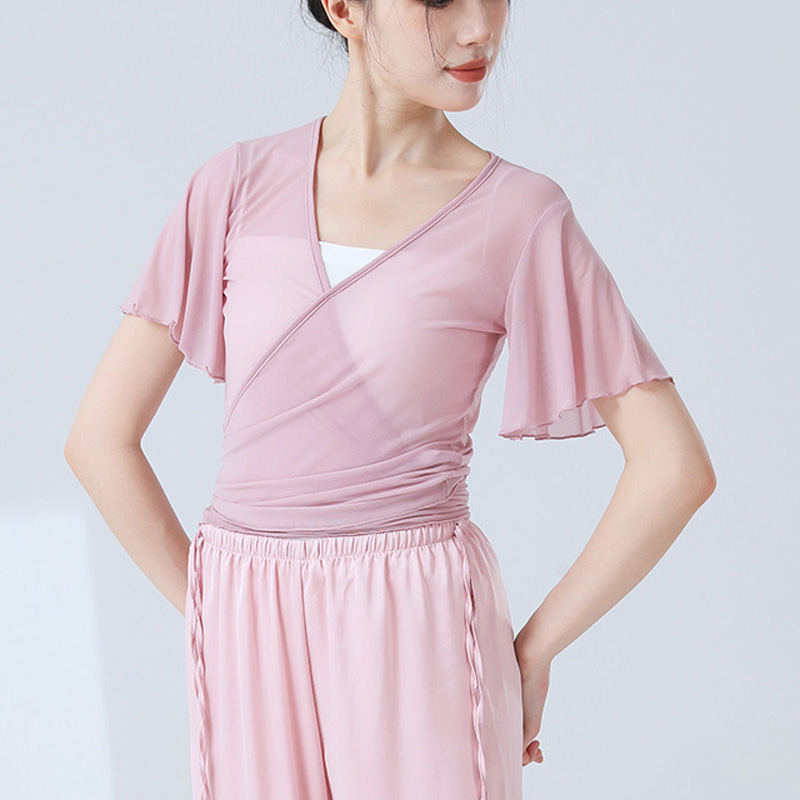 小飞袖舞蹈服上衣网纱练功服