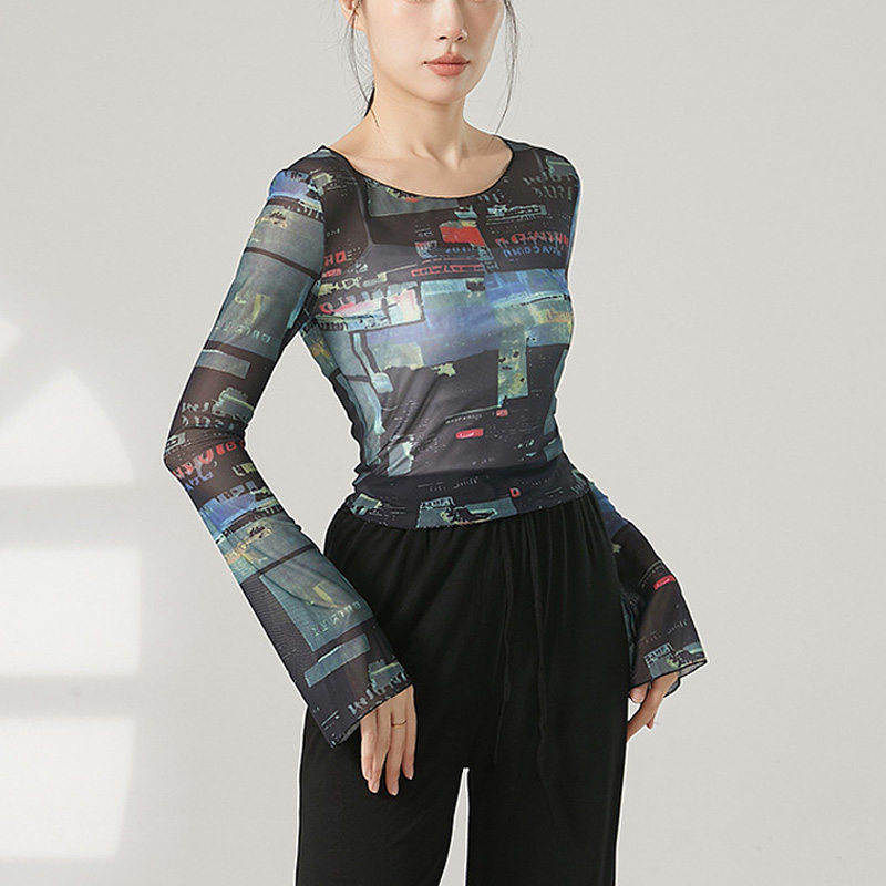 扎染纱衣舞蹈服喇叭袖女练功服