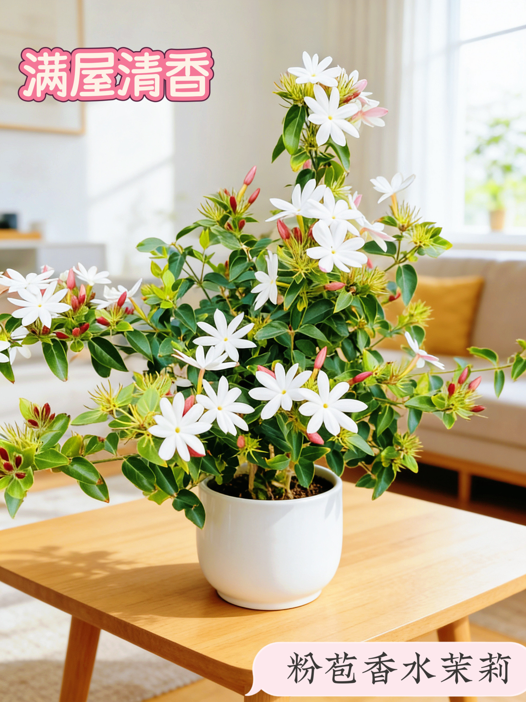 粉苞茉莉盆栽 带花发货 新手好桌面绿植