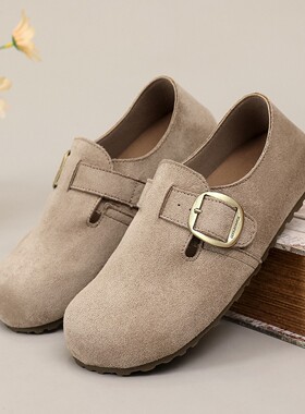 2026新款3cm低跟勃肯鞋女软底一脚蹬懒人鞋复古百搭厚底舒适单鞋