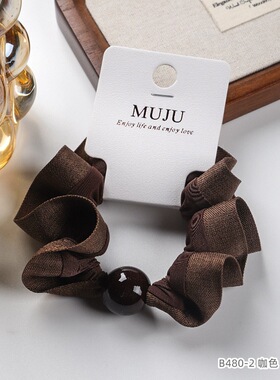 复古优雅高级感小肠发圈女洋气时尚珍珠宽边发绳扎马尾个性皮筋