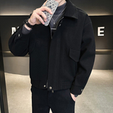 店主风2024抖音纯色毛呢风衣痞帅潮流男夹克409-5522-p105，男装夹克，星座409(原A307）