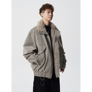 冬季座山雕夹棉棉服款麂皮夹克加厚外套男加绒棉衣409-J229-P128,红色卫衣搭配什么色裤子好看图片