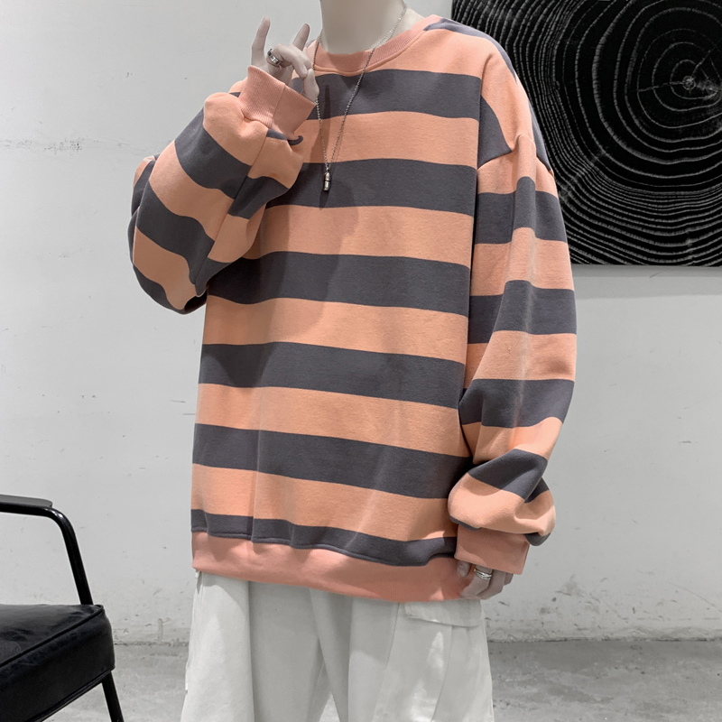 秋季长袖卫衣条纹上衣港风宽松港风女情侣装XZ404-2-TW05-p55，男装卫衣，星座409(原A307）