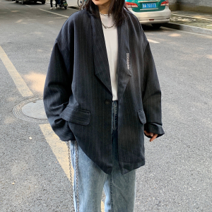 韩国街头文艺风小西装外套chic秋冬条纹西装男XZ404-2-XZ12-p95图片