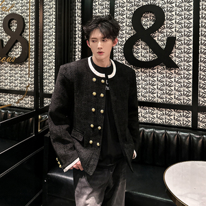 张子墨同款小香风金双排扣黑白拼接高级感外套夹克409-5586-P118图片