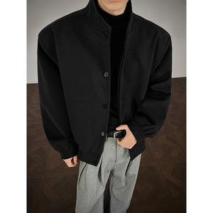 立领保暖加厚短款呢料外套男冬季夹棉大衣夹克棉服 409-5631-P108图片