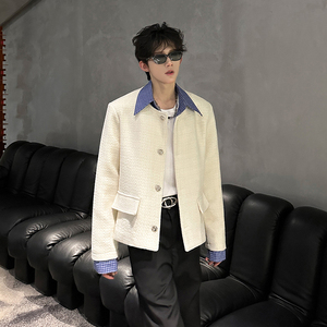 小香风外套男高级感拼接条纹衬衫领夹克 409-5608-P118图片