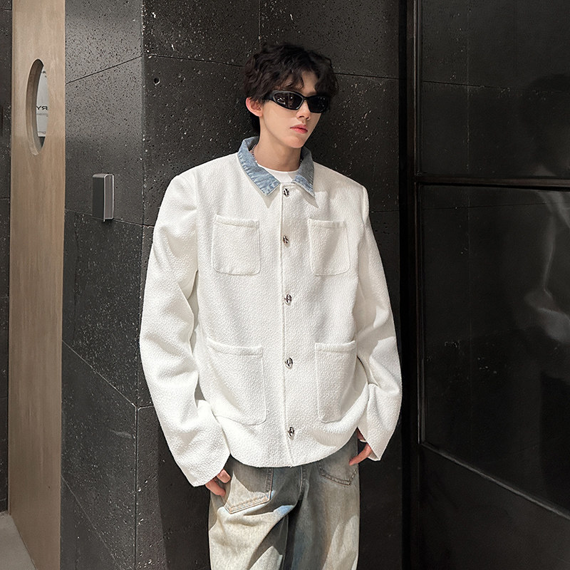 白色小香风毛呢垫肩夹克cleanfit休闲百搭外套409-5566-P158,男装夹克,星座409(原A307）