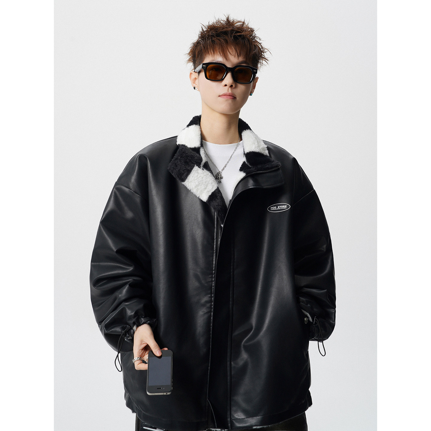 两面穿羊羔毛棉服冬季新款加厚棉衣宽松立领皮衣409-J232-P128,男装皮衣,星座409(原A307）