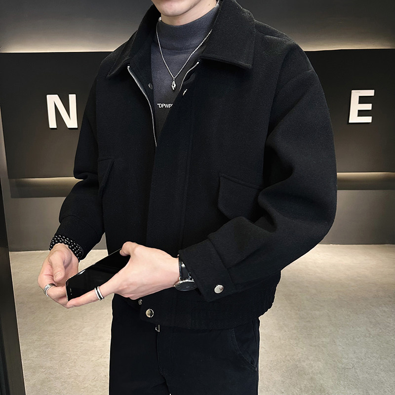 店主风2024抖音纯色毛呢风衣痞帅潮流男夹克409-5522-p105,男装夹克,星座409(原A307）
