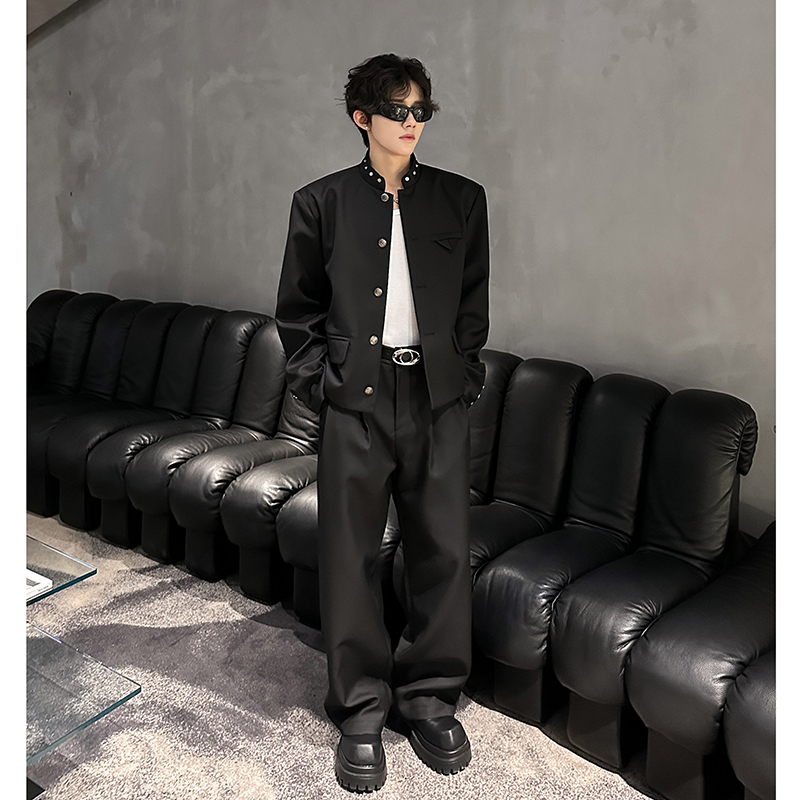 高级感立领西装外套男短款带垫肩409-5623-P176上衣P108+裤子P68，男装西服套装，星座409(原A307）