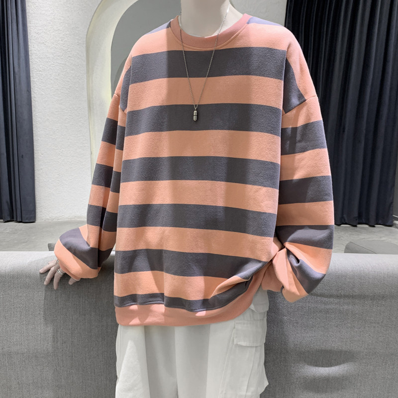 秋季长袖卫衣条纹上衣港风宽松港风女情侣装XZ404-2-TW05-p55,男装卫衣,星座409(原A307）
