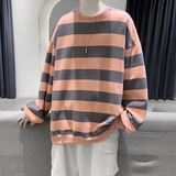 秋季长袖卫衣条纹上衣港风宽松港风女情侣装XZ404-2-TW05-p55，男装卫衣，星座409(原A307）