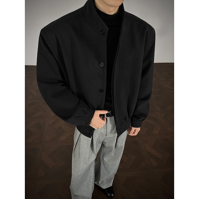 立领保暖加厚短款呢料外套男冬季夹棉大衣夹克棉服409-5631-P108，男装夹克，星座409(原A307）
