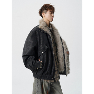 冬季座山雕夹棉棉服款麂皮夹克加厚外套男加绒棉衣 409-J229-P128图片