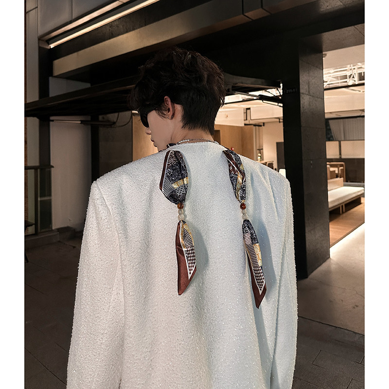 法式轻奢丝巾设计粗花小香风外套男宽松痞帅夹克409-5616-P118,男装夹克,星座409(原A307）