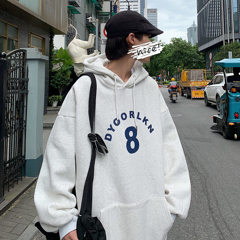 连帽原创潮牌原宿印花宽松套头男生纯色卫衣404-2-wy95,男装卫衣,星座409(原A307）