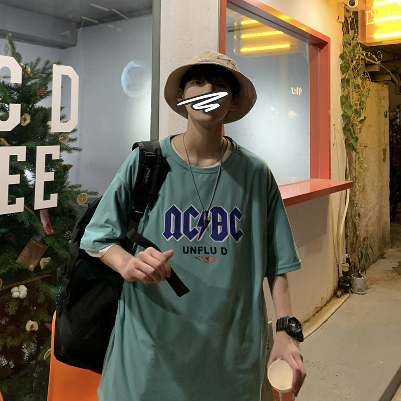 字母印花T恤男夏季简约宽松短袖潮流ins港风半袖404-2-T,男装T恤,星座409(原A307）