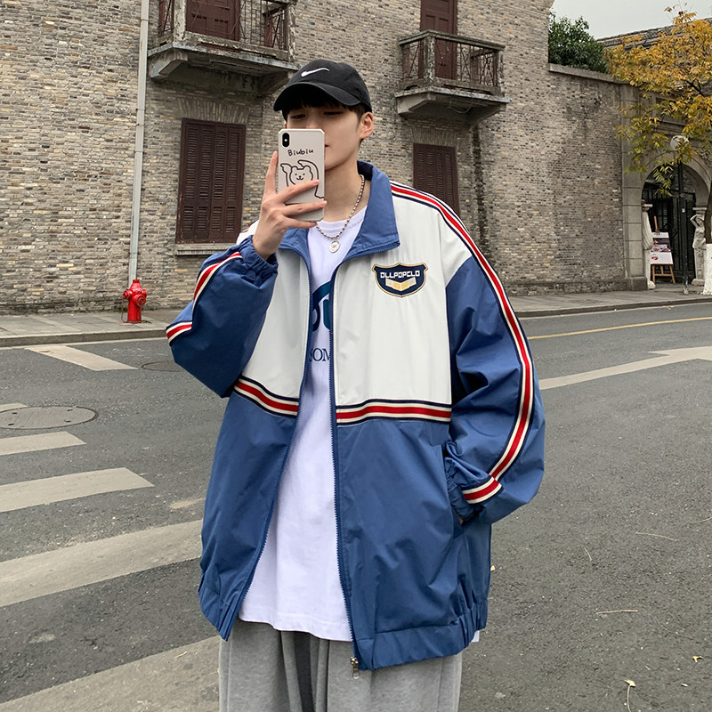 外套男春季宽松拼色ins工装夹克港风棒球服 xz404-2-J06图片