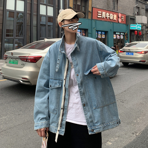 2021春季男牛仔夹克韩版潮流港风宽松bf上衣外套xz404-2-J02图片